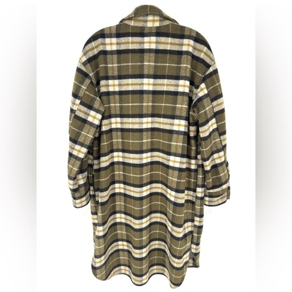H&M Green and Black Plaid Utility cottagecore long.Jacket - Picture 3 of 7
